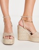 ASOS DESIGN Wide Fit Tasha espadrille wedges in beige