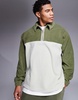 ASOS DESIGN oversized rugby polo fleece sweatshirt in green and gray