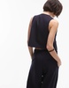 ARKET mix and match pure wool tailored vest with wrap front in navy blue