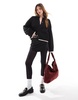 ASOS DESIGN knit crew neck cardigan with tipping detail in black