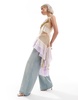 Reclaimed Vintage limited edition longline asymmetric hem top in spliced fabric