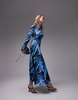 Topshop abstract swirl full skirt midi dress in blue