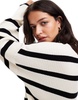 ONLY high neck stripe sweater in white & black