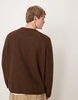 ASOS DESIGN super oversized boxy fit knit crew neck sweater with wide rib sleeves in brown