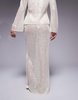 South Beach tie side sequin maxi beach skirt in cream