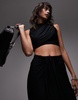 Topshop jersey draped cut out midi dress in black
