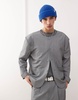 Reclaimed Vintage collarless blazer in gray