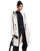 ASOS DESIGN rubberized longline parka with drawstring detail in neutral