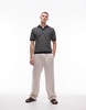 ARKET cotton linen knitted shirt sleeve polo shirt in stripes