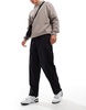 Another Influence wide leg parachute cargo pants in black
