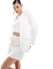 ASOS DESIGN relaxed blazer with linen in white