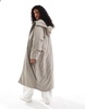 ASOS DESIGN clean longline puffer coat with hood in sage