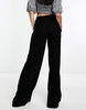 Bershka high waisted crinkle pants in black