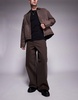 ASOS DESIGN super baggy pants in brown twill