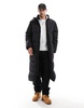 ASOS DESIGN longline puffer jacket with hood in black