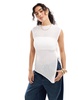 Only sheer asymmetric tie detail tank top in white
