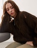 Monki oversized crew neck cable knitted sweater in brown