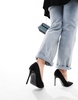 ASOS DESIGN Wide Fit Paphos pointed high heeled pumps in black suedette
