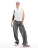 Brave Soul half zip oversized tank in white