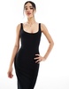 Bershka scoop neck midaxi dress in black