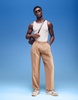 ASOS DESIGN smart wide leg linen look pants with double pleats in light brown