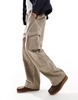 Bershka straight leg cargo pants in camel