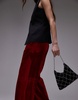 Mango chain cross velvet bag in black