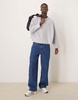 ASOS DESIGN super oversized cropped sweater in heavyweight brushed rib in gray heather
