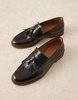 ASOS DESIGN loafers in black leather with fringe and tassel detail