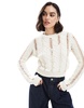 Bershka open knitted top sweater in ecru