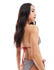 Bershka contrast trim gingham and cherry print bikini top in red & black - part of a set