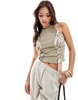 Miss Selfridge ribbon tank top in sage