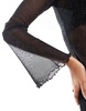 ASOS DESIGN glitter mesh sheer angel sleeve top in black
