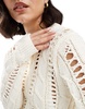 Bershka open knitted top sweater in ecru