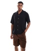 ADPT oversized camp collar shirt in black