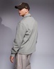 River Island quarter zip collared sweatshirt in light khaki
