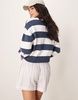 Free People Day To Day striped boxer shorts in pink