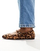 ASOS DESIGN Wide Fit Lottie Mary Jane Ballet Flats in leopard suedette