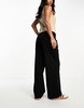 Stradivarius Petite tailored wide leg pants in black