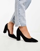 ASOS DESIGN Wide Fit Winston d'Orsay high heeled shoes in black suedette