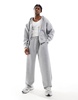 Bershka premium zip up hoodie in gray - part of a set