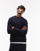 ARKET minimal jersey sweatshirt with crew neck in navy