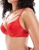 Ann Summers sweet surrender padded plunge lace and mesh bra in red