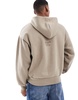 Bershka boxy tonal back print hoodie in beige