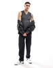 ASOS DESIGN muscle fit tank top in ribbed charcoal oil wash