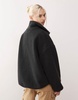 Monki long sleeve zip up fleece with contrasting trims in black