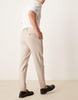 ASOS DESIGN smart tapered fit wool mix pants with coin pocket in ecru slub