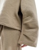 ASOS DESIGN oversized sweat with ruched sleeve detail in khaki heather