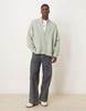 ASOS DESIGN super oversized boxy fit brushed knit zip through cardigan in sage green