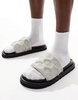 ASOS DESIGN sandal slides in gray emboss with chunky sole